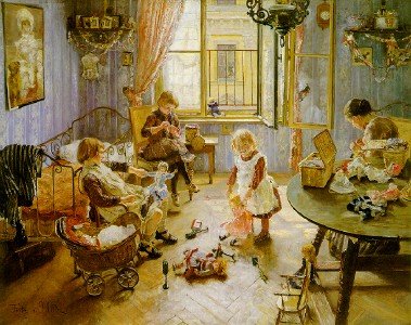 Gemälde 'Die Kinderstube' von Fritz von Uhde (1848-1911), 1889